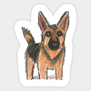 Badly Drawn Funny German Shepherd for Dog Lovers Sticker